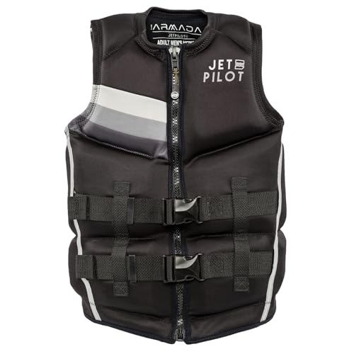 Jetpilot Mens Armada Neoprene Coast Guard Approved Life Jacket PFD (Black Large)
