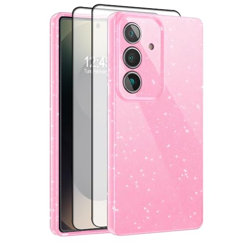 CaseLover Coque pour Samsung Galaxy S26 Plus 5G Glitter, Paillette Brillantes Coque avec 2 Pièces Protections d'écran Mignon TPU Silicone Shock-Absorption...