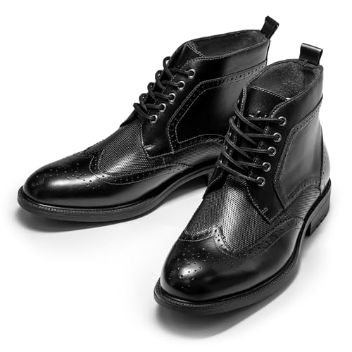 Image of Arkbird Mens Dress Boots Genuine Leather Cap Toe Ankle Boot with Side Zipper for Casual Business Formal Wear