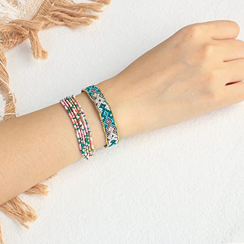 KELITCH Women Wrap Friendship Bracelets Boho Hand-Braided Strand Bracelets Ethnic Bangle Bracelets - Image 5