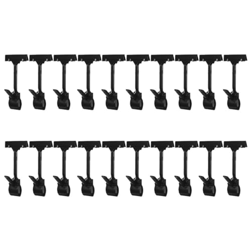 Clips porte-étiquette en T plastique noir lot de 20 pour affichage