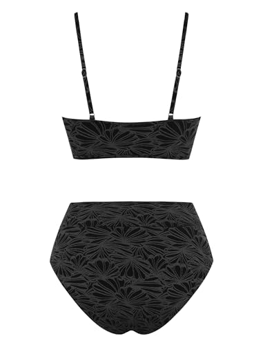 Image of ZAFUL Bikini Sets for Women String 2 Piece Swimsuits High Waisted Bathing Suit V Neck Cut Out Swimwear