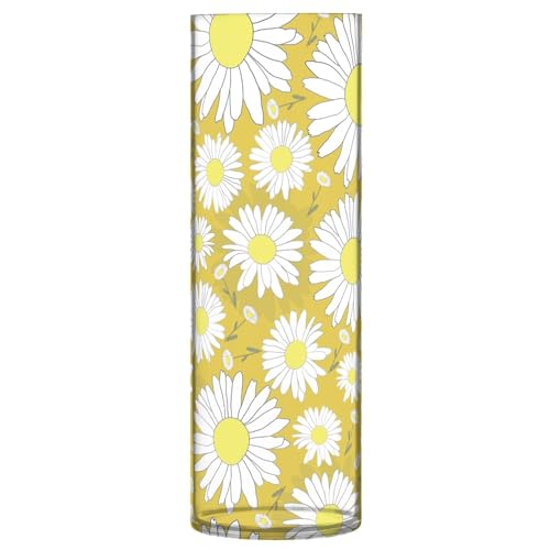 Jarrón cilíndrico de plástico blanco de crisantemo de 11.8 x 3.9 pulgadas, jarrón pequeño irrompible para centro de mesa, oficina, cocina, decoración de boda