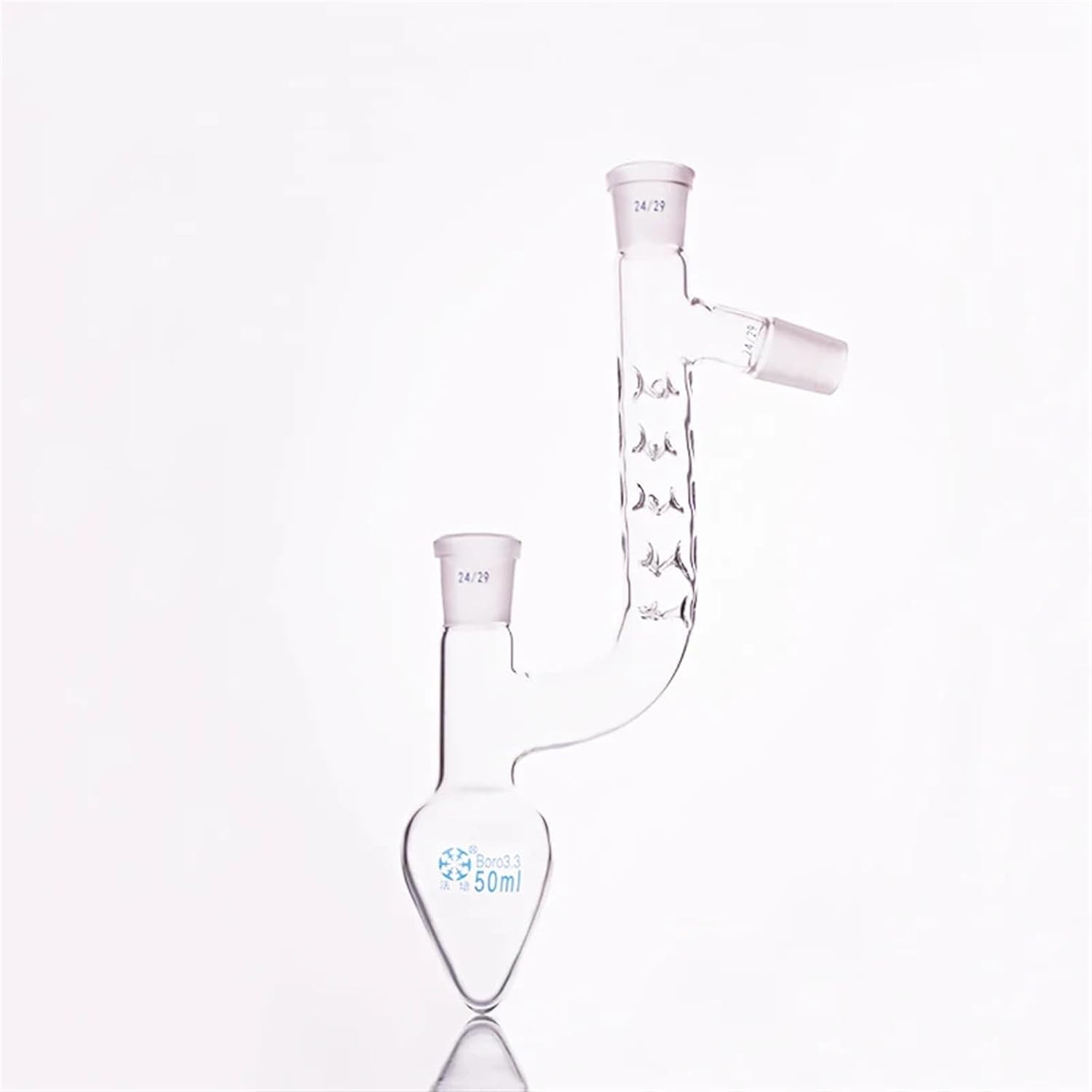 Laboratory Flask Pear-Shaped fractionation Flask,Capacity 50ml,Joint 24/29,Distilling Flask pear Shape,with Thorn Tube Standard Ground Mouth