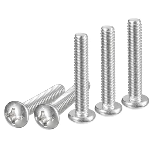 DTGN #12-24x1-1/4" Pan Head Machine Screws, 50Pcs 304 Stainless Steel, Phillips Drive, UNC Full Thread, Bright Finish, Screws Bolts Kit