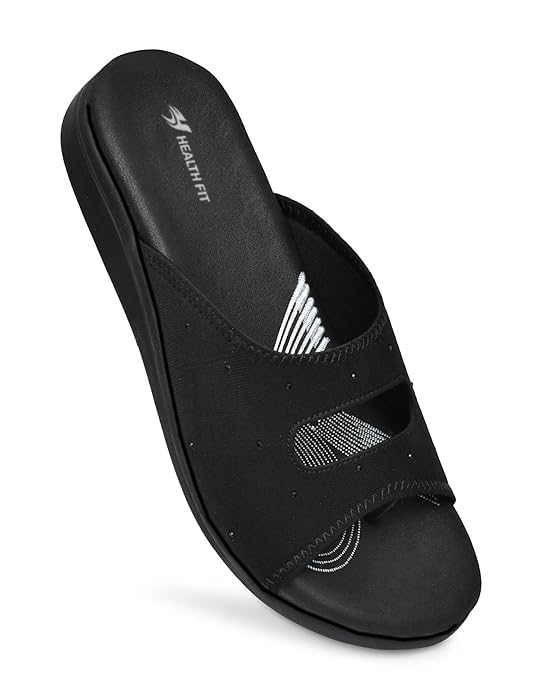 Image of HEALTH FIT EXTRA SOFT Women's Comfortable Memory Foam Doctor Slippers /Flip-Flops|Fashionable Casual & Stylish|Lightweight & Breathable|Outdoor Synthetic Casual Chappals Sandals Ladies & Girls HF25