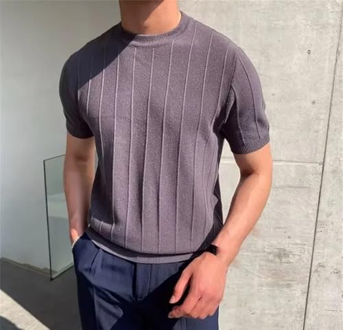 Men's Knitted Sweater Round Neck Straight Leg Short Sleeves Pullover Summer Fashion Knitwear2