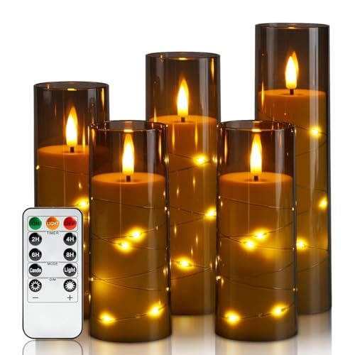 Velas led sin llama con pilas y mando en pack de 5 unidades para decoracion