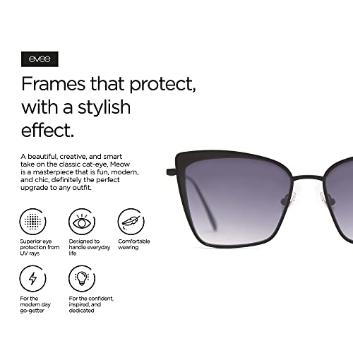 EVEE Cat Eye Sunglasses For Women with Reflective Lenses and Metal Frame - (Meow)4