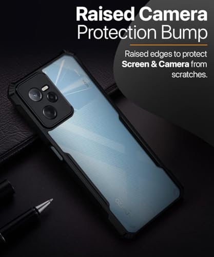Image of WOW IMAGINE TPU+PC Shock Proof Clear Protective Back Case For Realme Narzo 50A Prime | Realme C35 - Airedge Technology | 360 Degree Camera Protection | Transparent Hybrid Back Case Mobile Cover-Black