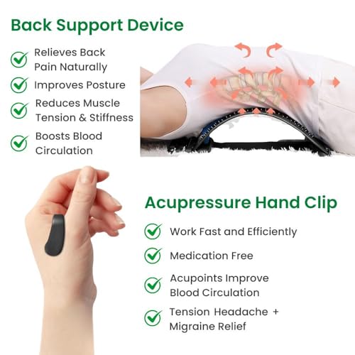 ValueLinker™ Adjustable Back Stretcher & Massager Device for Pain Relief with FREE Sugar Control Hand Clip | Multi-Level Lumbar Support & Posture Correction | Home, Office Chair, Car & Yoga Use view 2