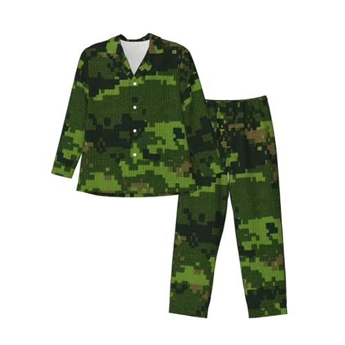 Pyjama à manches longues pour hommes imprimé camouflage numérique vert armée
