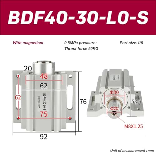 Cylindre pneumatique machine gravure bois BDF40-30-L0-S - 3