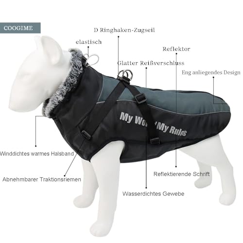 Coogime Dog Jacket for Medium and Large Dogs Waterproof, Winter (XL-6XL) (Black, 5XL) - Image 3