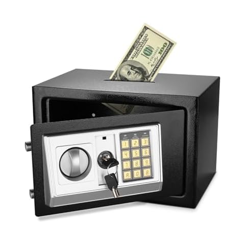 Flexzion Small Safe Box with Drop Slot - Electronic Drop Safe Box for Money with Digital Combination Keypad Lock - Cash Safe Box for Cabinets, Home & Office Security (12"x8"x8"), Black Cover
