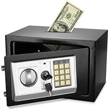 Flexzion Small Safe Box with Drop Slot - Electronic Drop Safe Box for Money with Digital Combination Keypad Lock - Cash Safe Box for Cabinets, Home & Office Security 12"x8"x8", Black