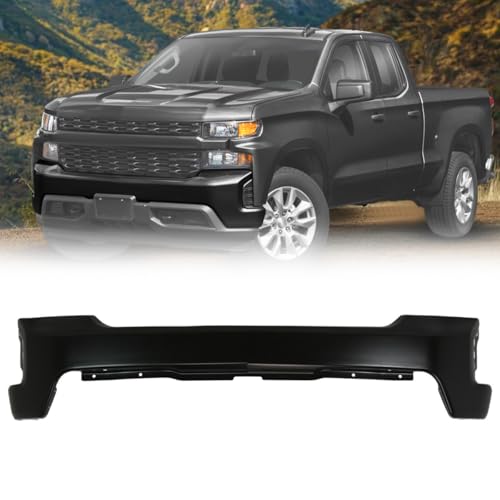 KPJTATUO Black Front Bumper Face Bar fit for 2019-2021 Silverado 1500hd Black Iron Front Bumper