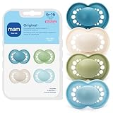 MAM Original Matte Baby Pacifiers 6-16 Months, Binky for Newborn Babies, BPA-Free Skin Soft Silicone Nipple, Easy to Clean, Developed with Medical Experts, 4 Count, Made in Europe