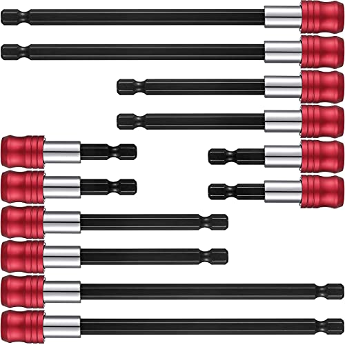 Image of Honoson 12 Pcs Drill Bit Extension Magnetic Drill Extension Bit Holder 1 /4 Inch Hex Shank Automotive Quick Release Screwdriver Extender Adapter Set for Screws Nuts Handheld Driver 3 Sizes