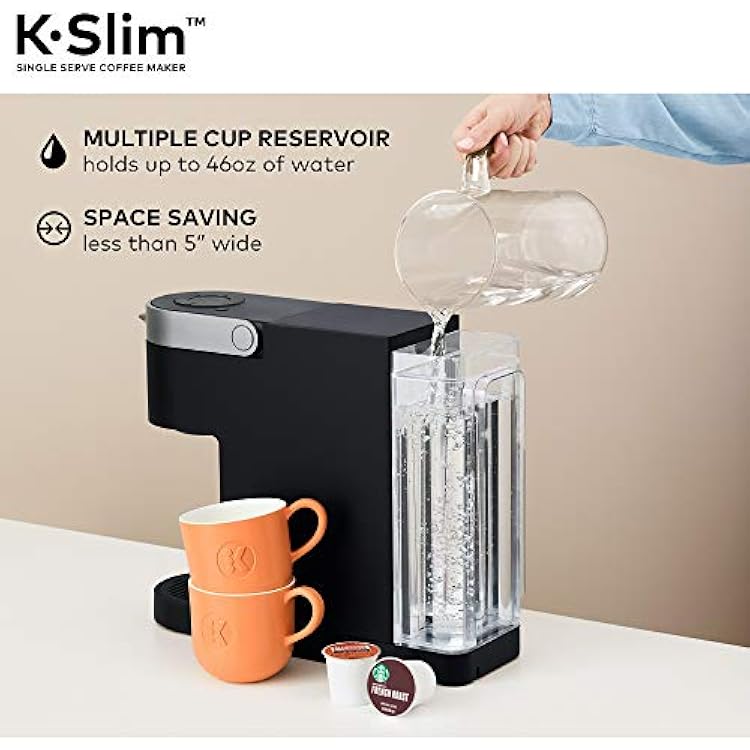 Keurig K-Slim Single Serve K-Cup Pod Coffee Maker, Multistream Technology, 3 Brew Sizes, Slim and Sleek Design, 46oz Removable Reservoir, Black
