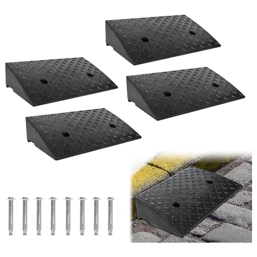 FIVMEN Set of 4 Kerb Ramp Door Threshold Ramp Rubber 10 cm High Portable Threshold Ramp with Non-Slip Surface Ramp for Car, Wheelchair