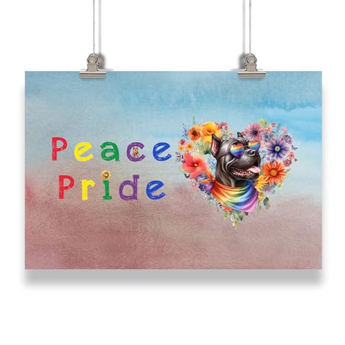 Ninety3POD Peace Love Pride Cane Corso with Rainbow Sunglasses LGBT LGBTQ+ Landscape Poster Italian Mastiff Dog Lover Gifts Idea Wall Art Home Decor - 004