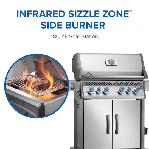 Image of Napoleon Rogue PRO-S 525 Propane Gas Grill with Infrared Side and Rear Burners, Stainless Steel, Durable 6-Burner BBQ