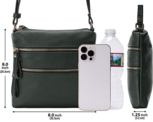 Image of Solene Small Multi Zipper Pocket Crossbody Bag with Adjustable Strap, Lightweight Travel Purse, Daily Small Messenger Pouch
