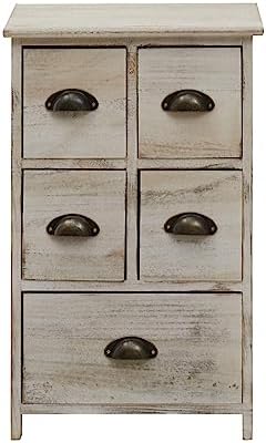 Cassettiera In Legno Paulonia 4 Cassetti - Stile Shabby Chic, 65x55,5x30 Cm, Per Camera O Bagno - Foto 9