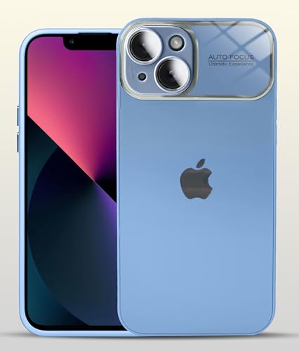 Image of Hupshy Back Case Cover for iPhone 13 AutoFocus Chromatic Lens Shield Case with Logo, Matte PC Glass, Protective Camera Lens Plating Cover for iPhone 13 (Matte, Blue)