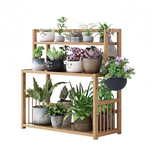 samchuフラワーポットラック フラワーラック 3/4 段 天然竹製 フラワーラック フラワーラック木製 ガーデンラック 多機能フラワーラック ガーデンラック アウトドア ガーデニングラック 木製 多肉植物ラック フラワーラック インドアガーデンラック