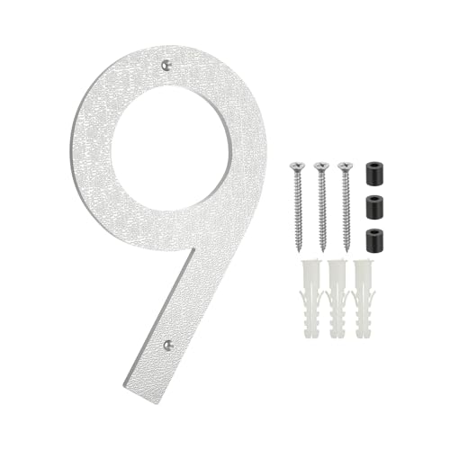 Numéro de porte flottant moderne PATIKIL 12 pouces argent en ABS texturé haut de gamme