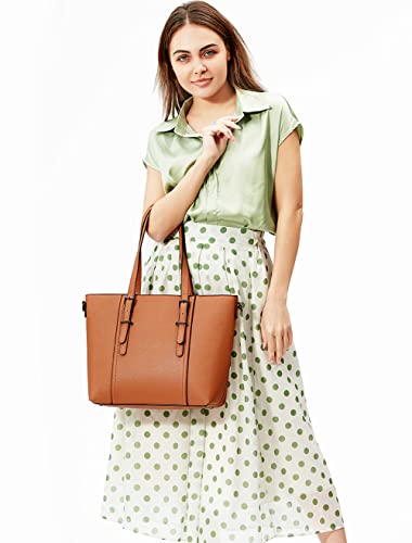 DMICXEL Women Purses and Handbags Tote Shoulder Bag Top Handle Satchel Bags for Ladies, Brown, One Size