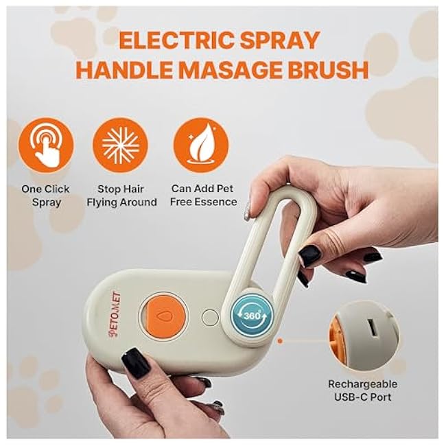 4 in 1 Cat steam brush, steam brush for dogs, rabbits., Pet spray comb for shedding and grooming, Gentle Technology, Easy-to-Clean, massage, Grooming Washable, useful for shedding-v7ll1j3C