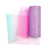 NICROLANDEE Rainbow Glitter Tulle Rolls 6 inch x 10 Yards (30 feet) Shimmer Color for Table Runner Chair Sash Bow Pet Tutu Skirt Sewing Crafting Fabric Wedding Birthday Baby Shower Gift Ribbon