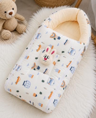 Image of VOIDROP Baby Sleeping Bag for New Born, Muslin Baby Sleeping Bag 0-6 Month for Infant, Washable & Foldable Cotton Design (Car Print)