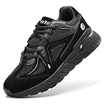 FitVille Mens Extra Wide Fit Trainers Comfortable Running Sneakers Lightweight Walking Shoes for Flat Feet Plantar Fasciitis Jet Black