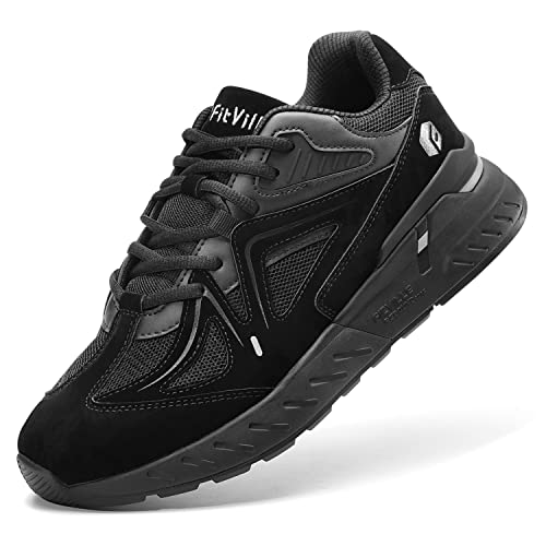 Buty Do Biegania Fitville Męskie Bardzo Szerokie Buty Treningowe Szerokie Buty Sportowe Szerokie Buty Fitness Wygodne Trampki Buty Na Zapalenie Powięzi Podeszwy Ból Stopy Jet Czarny 44.5 EU Szerokie