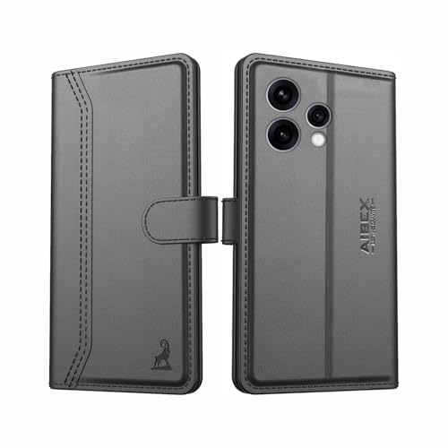 Image of AIBEX Compatible for Oppo Reno 15 5G Flip Cover Leather Finish | Inside TPU with Card Pockets | Wallet Stand | Complete Protection Flip Case Black