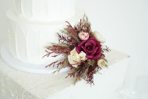 Set de Dos Decoraciones para Pastel de Boda con Flores Artificiales miniatura 5