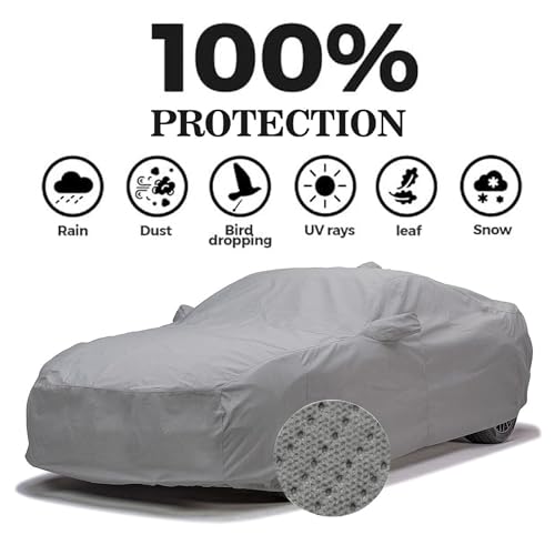Image of Sulfar 100% Waterproof Car Body Cover Compatible with Mirror for Mahindra Xylo (Triple Stitched, Full Bottom Elastic, Grey-TB)