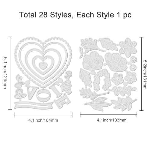 INFUNLY 28 Styles Flower Die Cuts Heart Dies for Card Making Heart Cutting Die Metal Template Multi Shaped DIY Craft Embossing Tools for Album Scrapbooking Art Mother's Day Card Making - Image 2