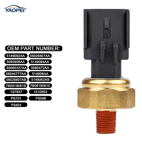 Engine Oil Pressure Sensor Sender Switch 5149064Aa 5149062Ab Compatible With Dodge Ram 1500 2500 3500 Chrysler 200 Jeep Grand Cherokee For Volkswagen Replace# 5080472Aa Ps418 Ps401 Ps317 1S6755 #TOP1