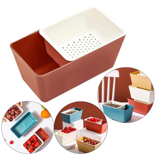 Image of Xmart India Creative Shape Lazy Snack Bowl, Double Layer Snack Storage Box, Multi-Functional Plastic Organizer (10 x 20 x 10.5 CM) - Multicolor, Ideal for Snacks, Fruits, Peanuts