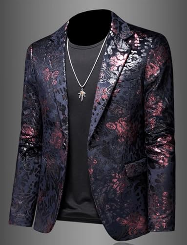 Men's Jacquard Blazer One Button Notch Lapel Suit Jacket Formal Leisure/Dinner Coat3