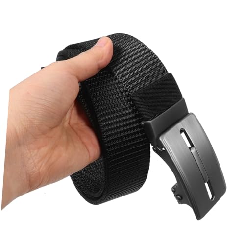 PartyKindom Men's Adjustable Nylon Ratchet Belt No Holes Casual Web Belt with Elegant Buckle for Jeans and Casual Wear4