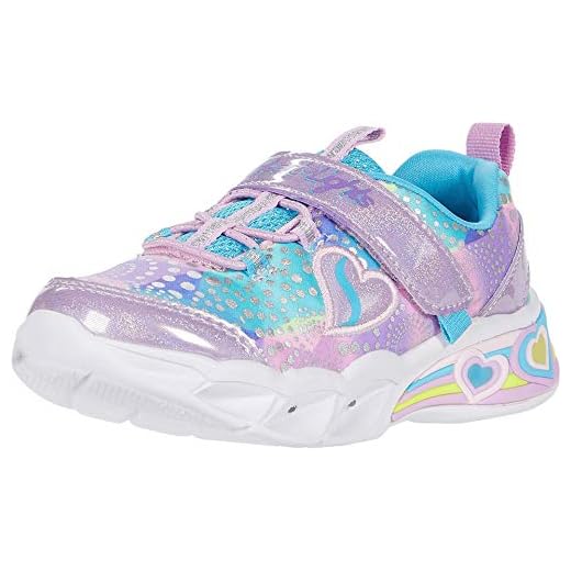 Skechers Kids Girl's Sweetheart Lights Sneaker, Lavendar/Multi, 3.5 Medium US Big Kid