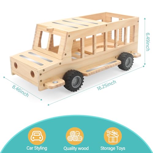 Image of School Bus for Tonies Box 1 /2 Organizer Shelf Storage, Wooden Bus Magnetic Storage Holder for Toniebox Player Tonies Figures Characters for Children, Display Collection 20~30 Tonie Box Characters
