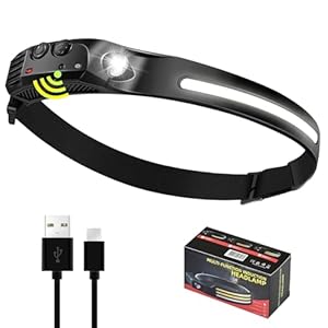 Headlamp Flashlight Rechargeable Wide Beam High Lumens Head Lights Lightweight Type-C USB Charging LED Headlamp for Running,Fishing, Cycling, Camping