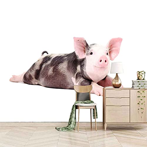 Peinture murale cochon rose 3D papier peint sans colle - 2